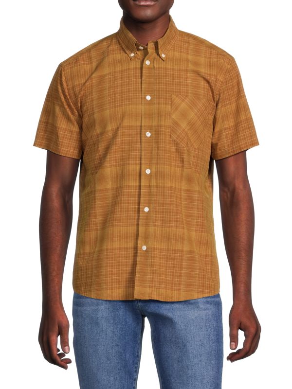Billy Reid Tuscumbia Standard Fit Checked Linen Blend Shirt